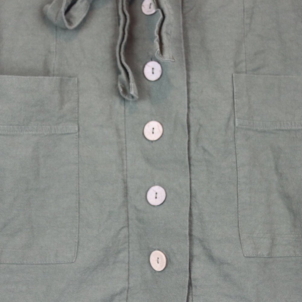 Hesperus Paper Bag Cargo Olive Green Full Button Down Skirt - Picture 4 of 5